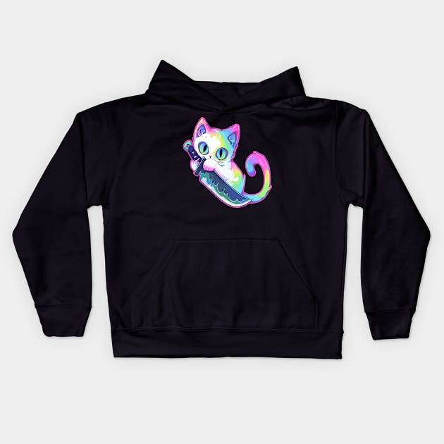 DJ Festival Cute Party Cat EDM Rave Kids Hoodie by QQdesigns